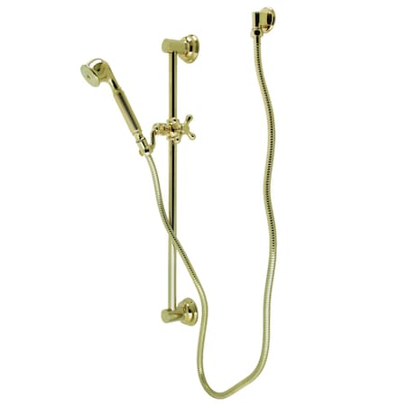 Kingston Brass KAK3322W2 Hand Shower Combo with Slide Bar, Polished Brass KAK3322W2